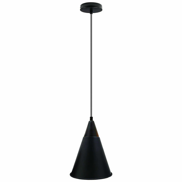 Industrial Vintage Style Ceiling Hanging Pendant Lamp Fixture ~5715 – Black / No