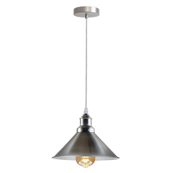 Industrial Metal Refurbished Cone shade Ceiling Pendant Light ~ 5738 – Satin Nickel