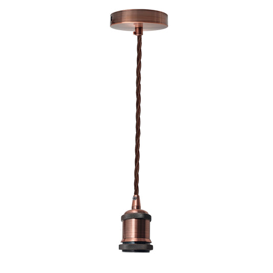 Industrial Twisted Fabric Cable Pendant Light E27 Brass Holder 1m~1715