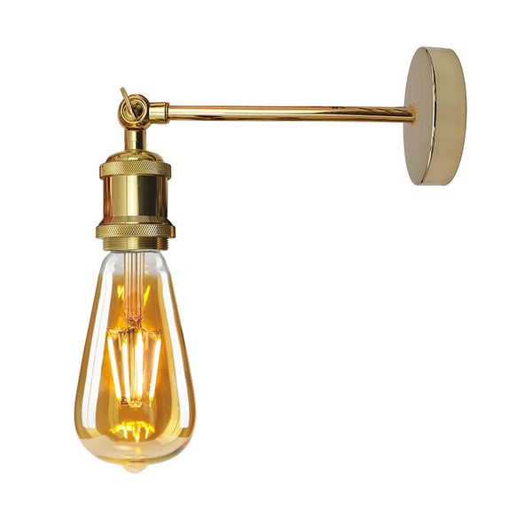Industrial Wall Light E27 Vintage Metal Sconce with Adjustable Arm~5770 – French Gold / Yes
