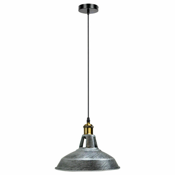 Metal Ceiling Pendant Light LED Modern Lamp Shade Hanging Lamp ~5870 – Brushed Silver / No