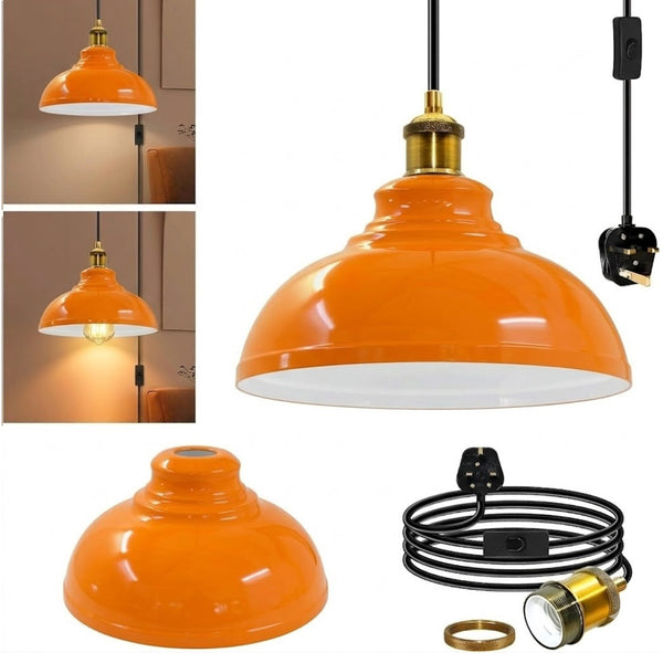 4m Long Swag Plug-in Pendant E27 With Swich  ~6813 – Orange