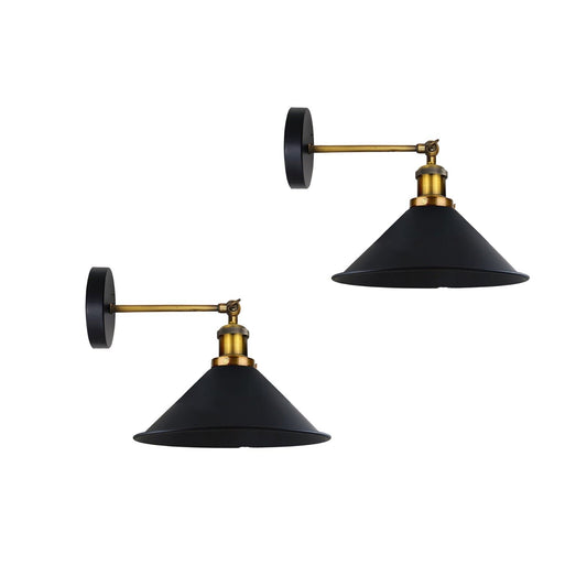 Two black metal wall sconce
