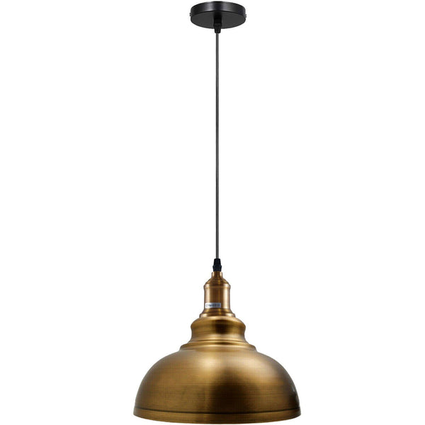 Vintage Ceiling Pendant Light Industrial Metal Shade Hanging Light ~ 6030 – Yellow Brass / Yes