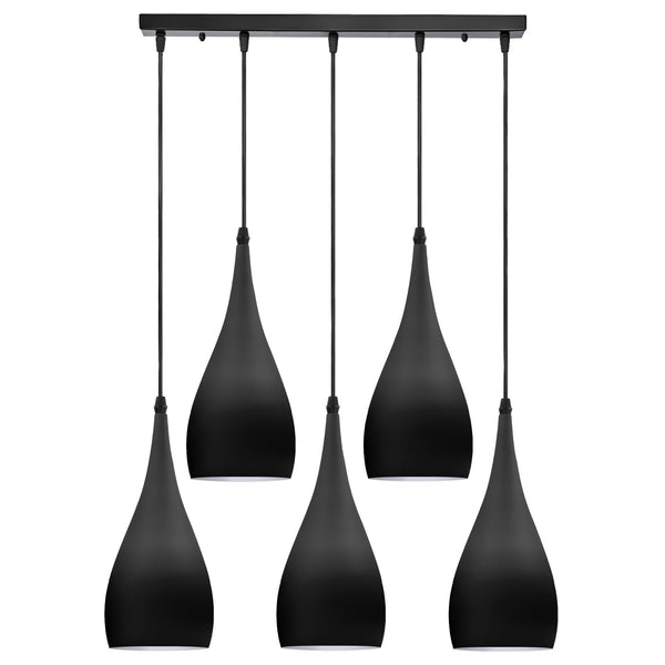 Vintage 5 Way Ceiling Pendant Light Industrial Hanging Suspended Lamp ~6107 – Black / Yes