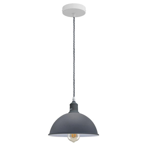 Vintage Industrial Metal Ceiling Pendant Shade E27 Hanging Light ~6222 – Grey / Yes