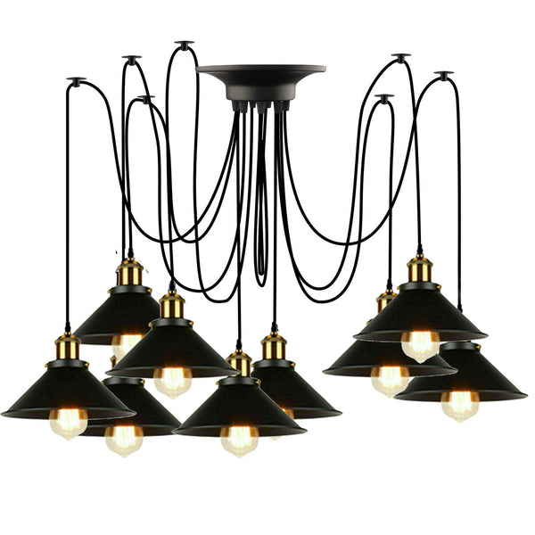 9-Light Spider Pendant Chandelier | E27 Industrial Lighting ~6668 – No