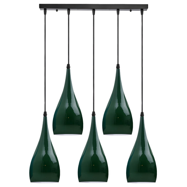 Vintage 5 Way Ceiling Pendant Light Industrial Hanging Suspended Lamp ~6107 – Green / Yes