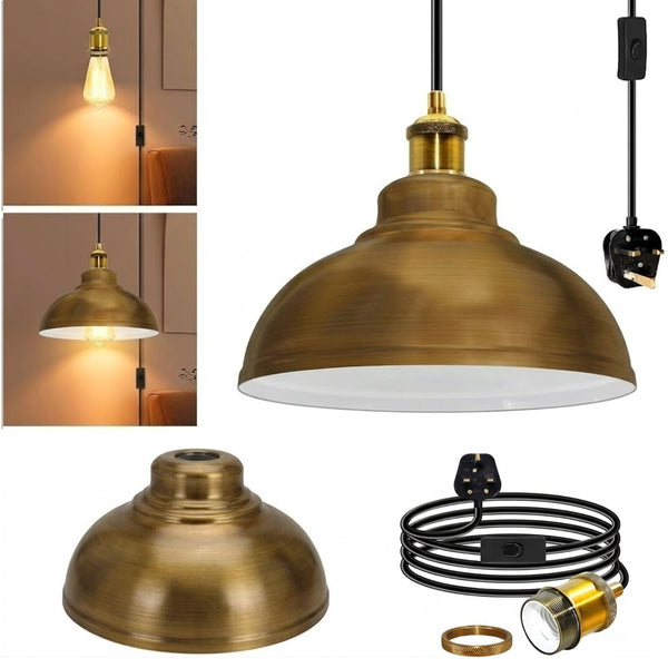 4m Long Swag Plug-in Pendant E27 With Swich  ~6813 – Yellow brass