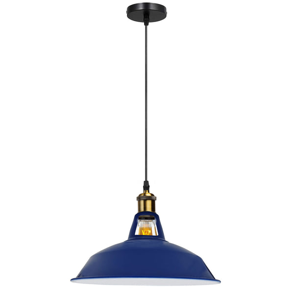 Metal Ceiling Pendant Light LED Modern Lamp Shade Hanging Lamp ~5870 – Navy Blue / No