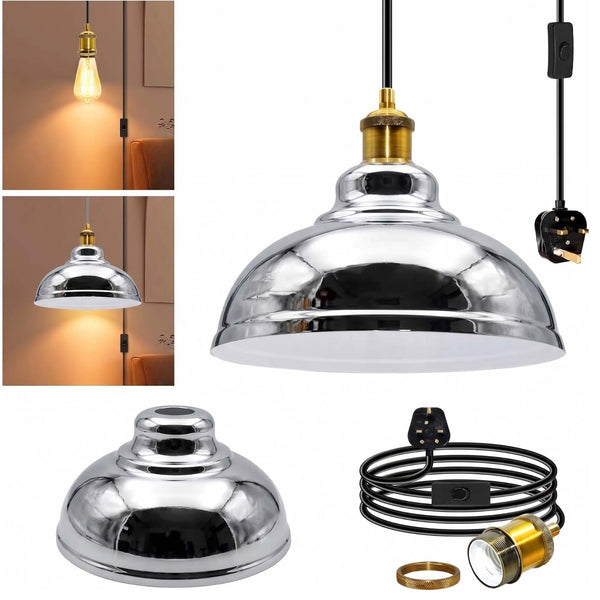 4m Long Swag Plug-in Pendant E27 With Swich  ~6813 – Chrome