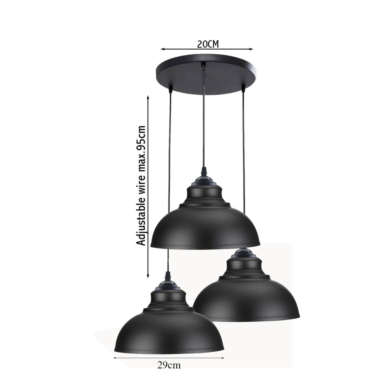 3 Ceiling Lamp Pendant Cluster Lampshade Modern Black Ceiling Light
