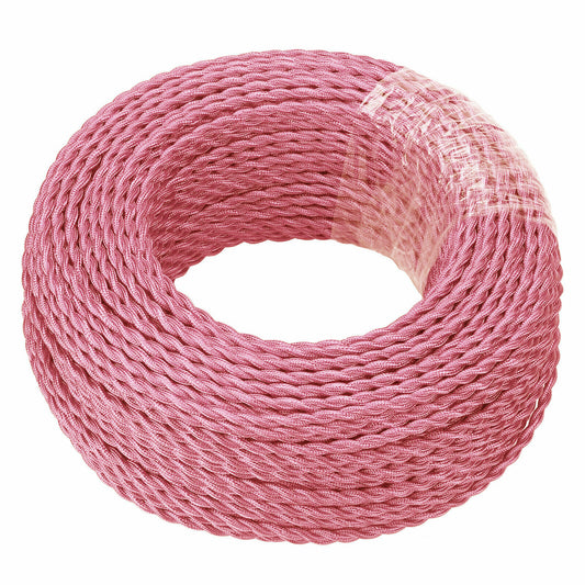 2 Core Twisted Electric Cable Shiny Pink Color Fabric 0.75mm~3011