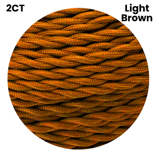 Light Brown 2 Core Twisted Vintage Fabric Cable –0.75mm Flex~4770