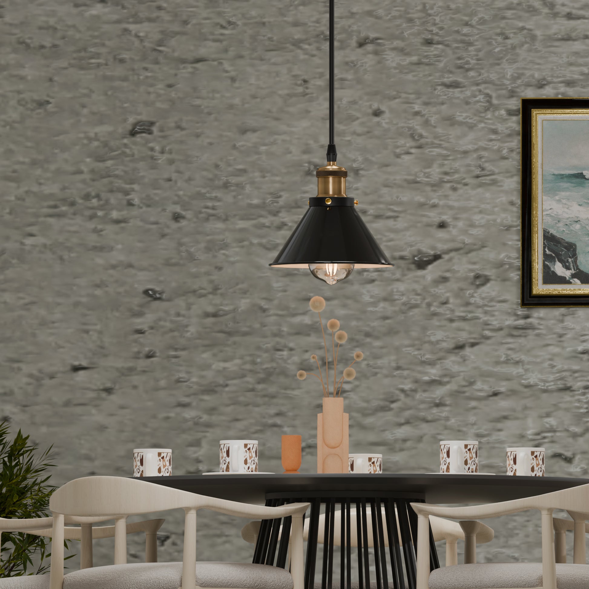 cone-shaped metal pendant light