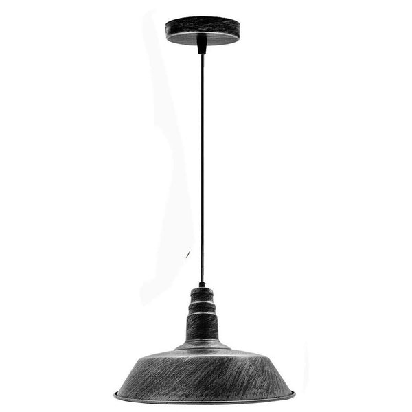 Vintage Hanging Shade Ceiling Pendant Light ~5668 – Brushed Silver / 36CM