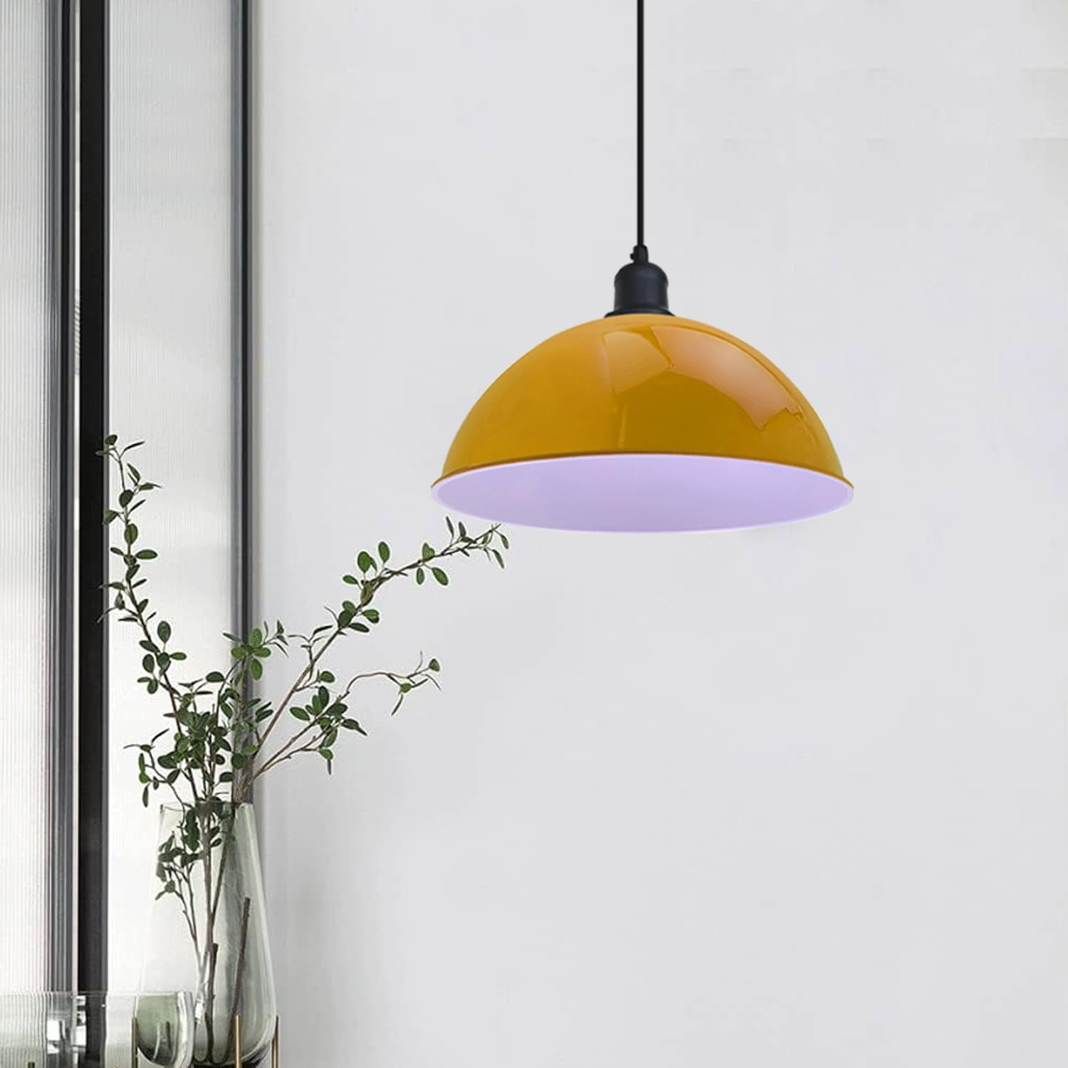 Yellow Dome Shade Pendant Light for Living Room