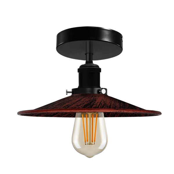 Modern Semi-Flush Mount Industrial Ceiling Light - 6267 – Rustic Red With Bulb