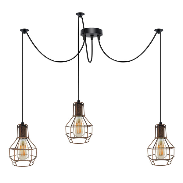 Industrial Spider Light Chandelier Kit ~6437 – Brushed Copper / With Bulb