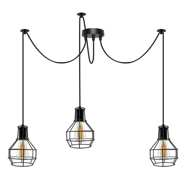 Industrial Spider Light Chandelier Kit ~6437 – Black / With Bulb