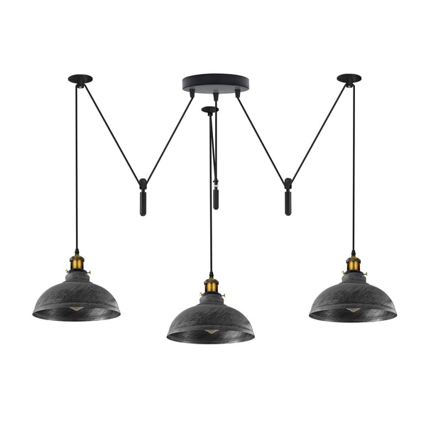 Industrial Pendant Light with Adjustable Heads ~6400 – Brushed silver