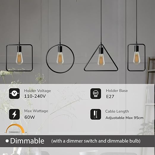 Four different geometric pendant lights
