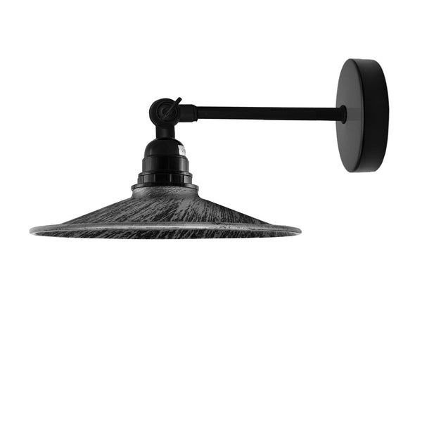 Metal Flat Shade Vintage Wall Sconce Wall Light Fixtures ~6136 – Brushed Silver / No