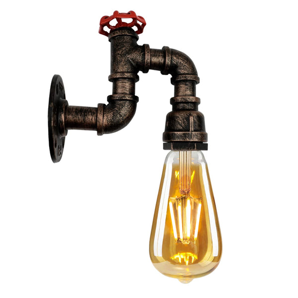 Industrial Water Pipe Wall Light | Retro Steampunk E27 Sconce~2173 – Brushed Copper / Yes