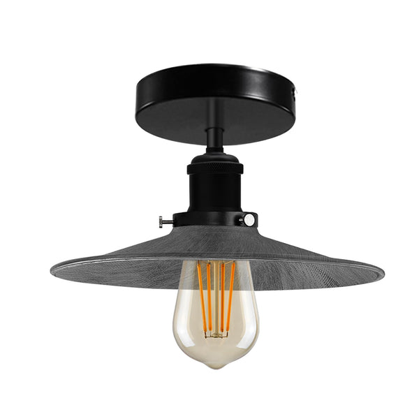 Modern Semi-Flush Mount Industrial Ceiling Light - 6267 – Brushed Silver With Bulb