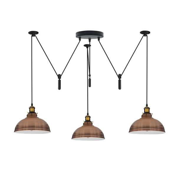 Industrial Pendant Light with Adjustable Heads ~6400 – Copper