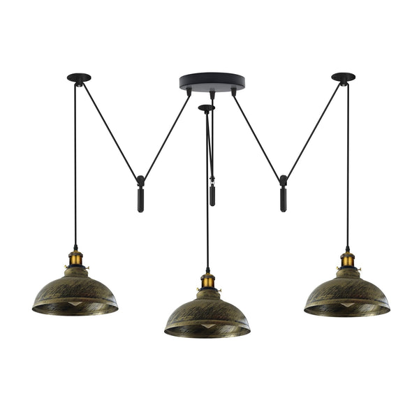 Industrial Pendant Light with Adjustable Heads ~6400 – Brushed brass