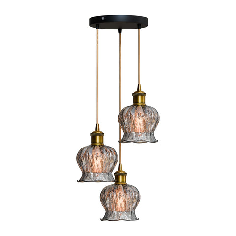 Modern Industrial Ribbed Glass Pendant Light E27 Globe Lamp ~6513