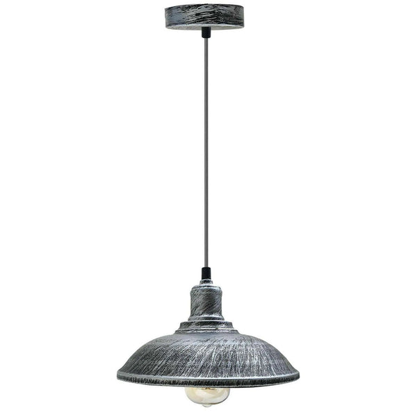 Vintage Hanging Shade Ceiling Pendant Light ~5668 – Brushed Silver / 24CM