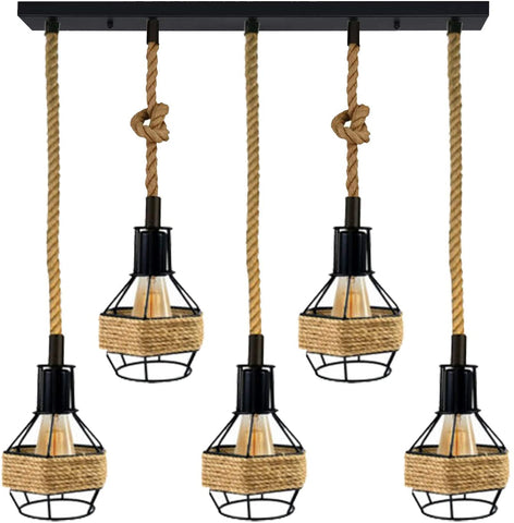Ceiling Pendant Light Metal Hemp Rope Style ~6203