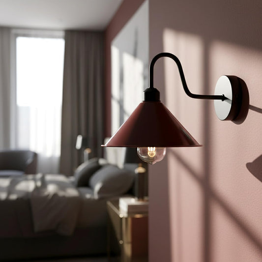 Vintage Burgundy Wall Lamp Living Room ~6763