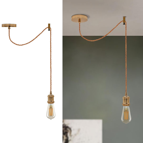 Industrial Vintage Ceiling Hanging Lighting Kit~6386 – French Gold + Bulb