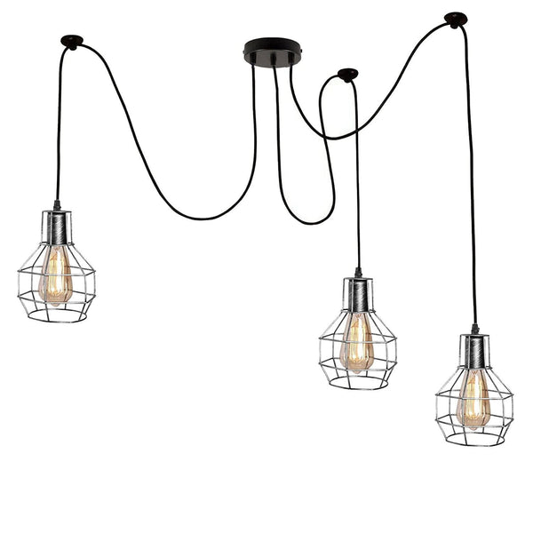 Industrial Spider Light Chandelier Kit ~6437 – Brushed Silver / With Bulb