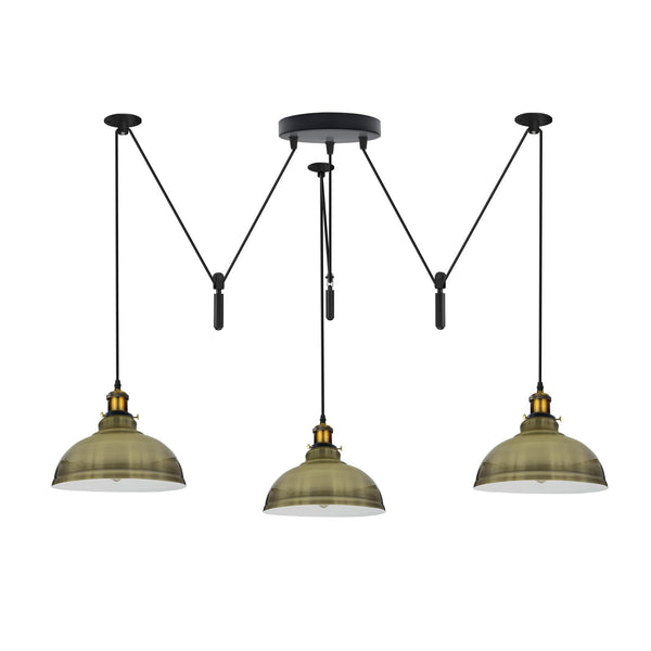 Industrial Pendant Light with Adjustable Heads ~6400 – Green brass