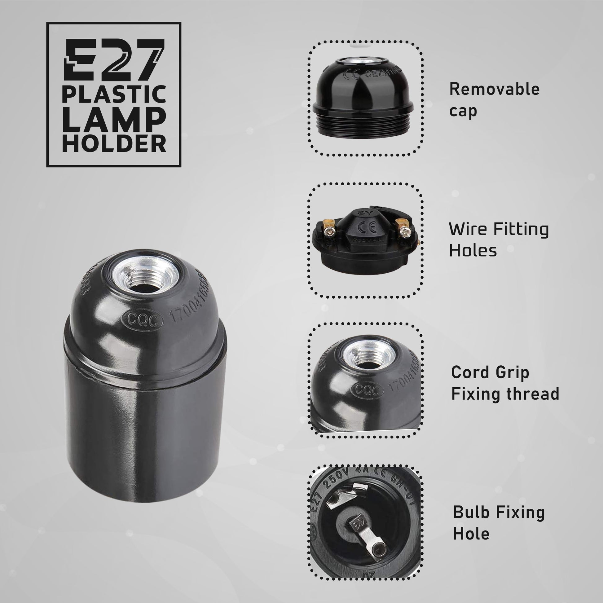 Screw E27 Plain Light Bakelite Lamp Holder Black Lamp Socket Lamp Holder~2988