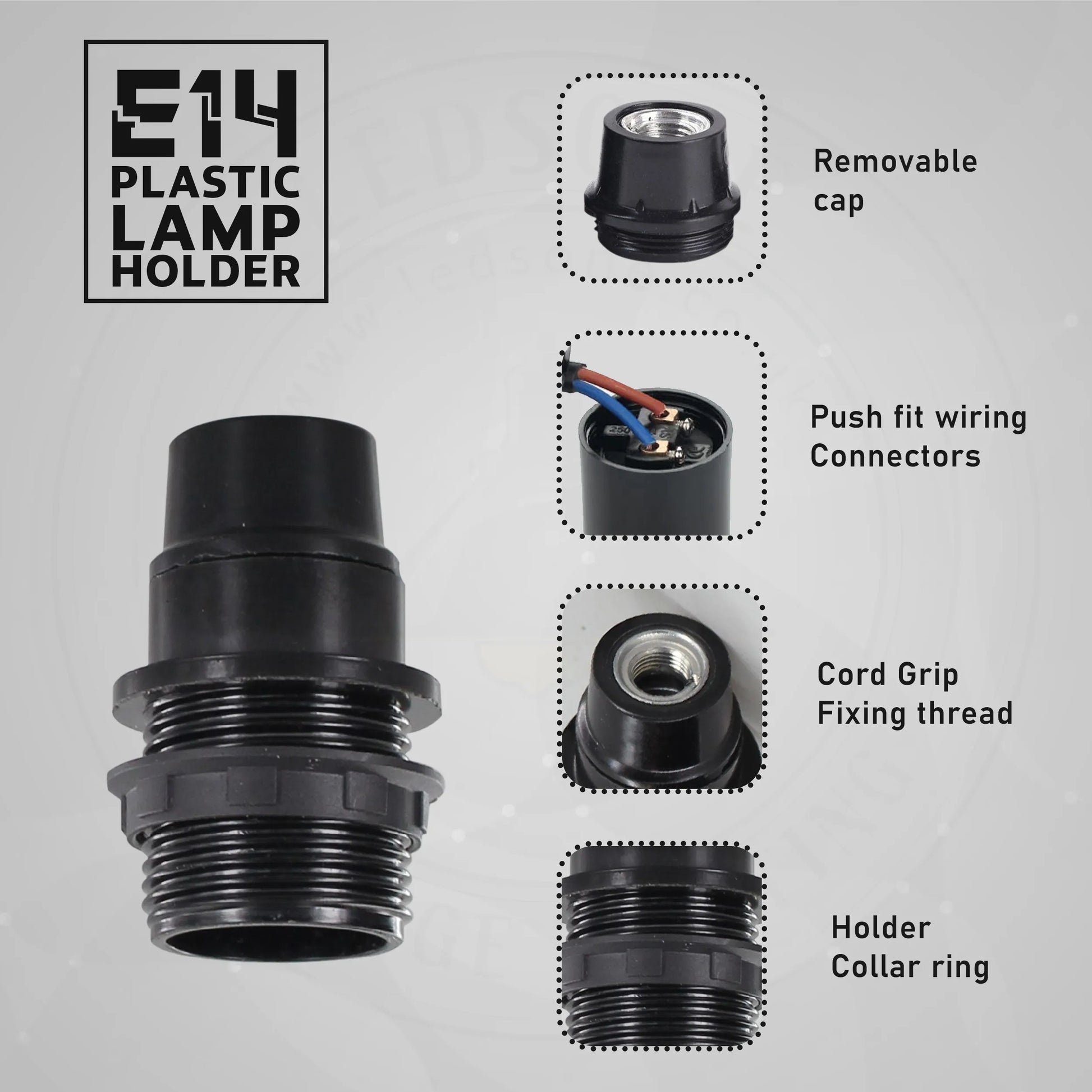 E14 Socket Bulb Holder Edison Small Screw Black Plastic Lamp holder~4357