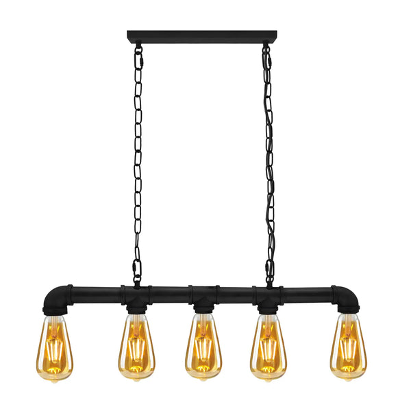 Industriële vintage waterpijp steampunk plafondlampen ~2368 – Zwart / Nee