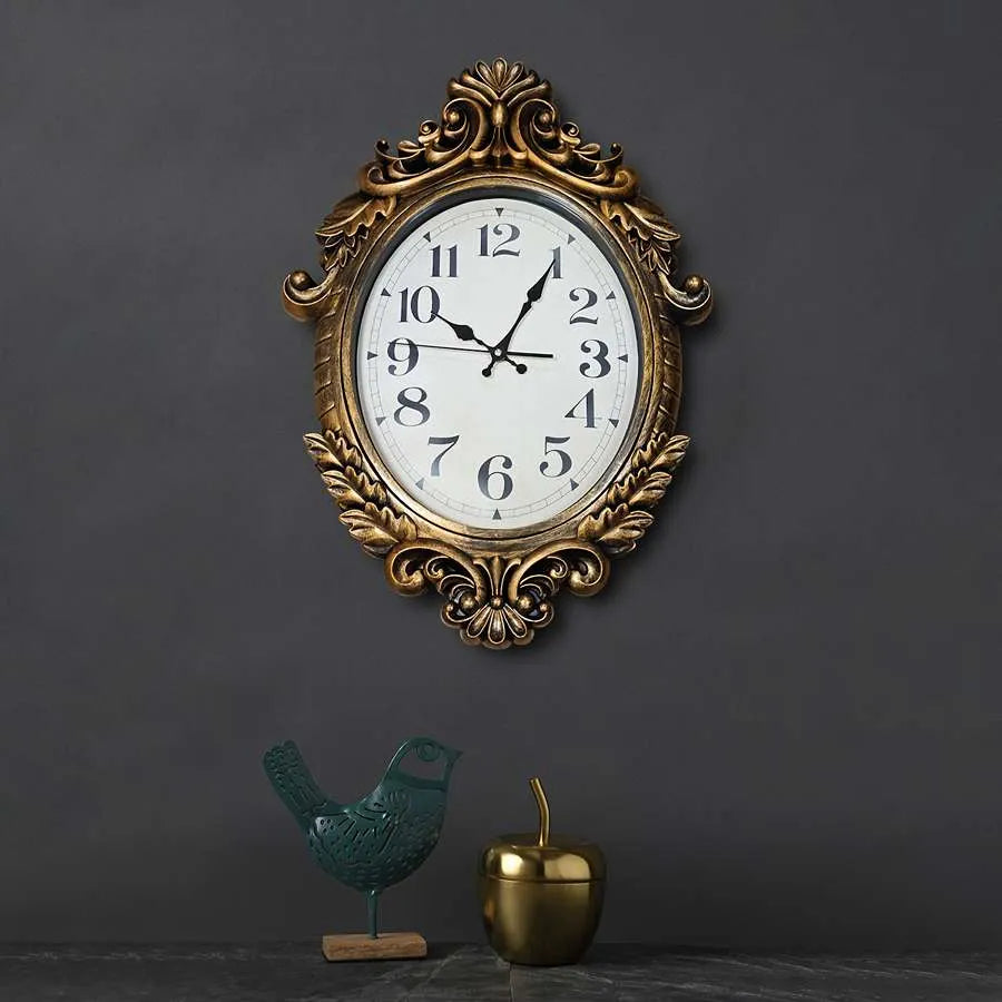 Antique French Oval Shape Silent Battery wall clock