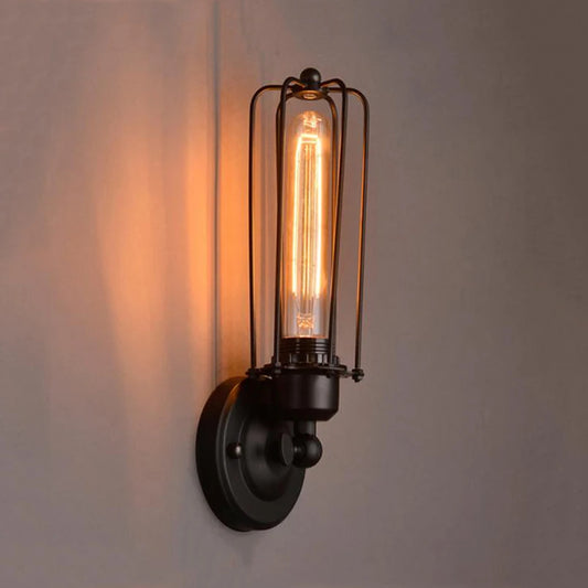 Black Industrial Long Cage Wall Light Vintage Antique Retro Wall sconce Cage light~2300