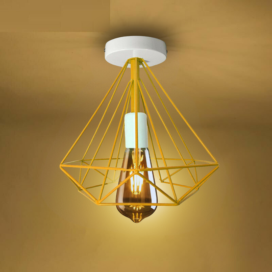 Modern Cage Ceiling Light Fitting with FREE Bulb Geometric Metal Industrial Retro Light Fitting~2252