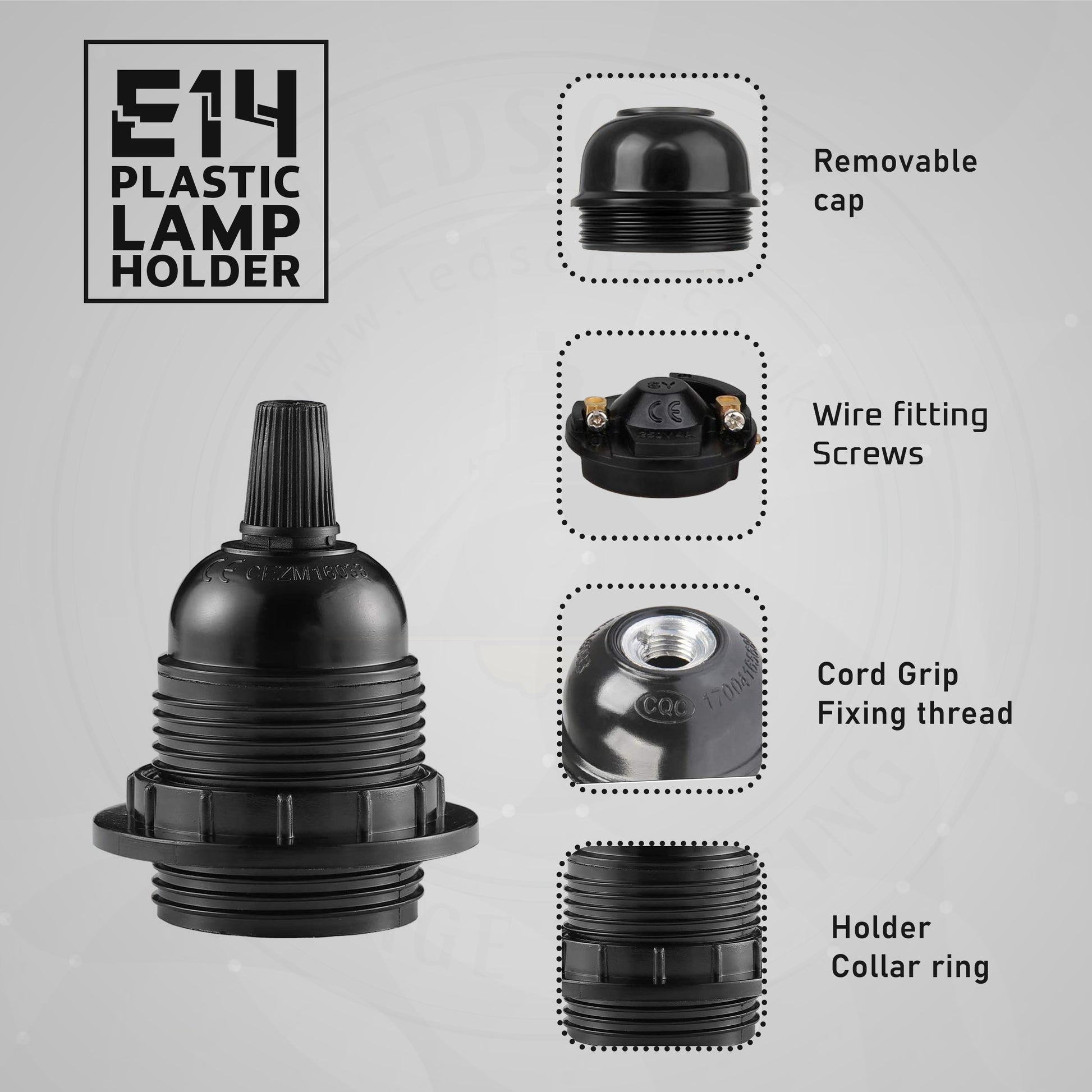 Black Bakelight with thread and without ring Lamp holder~3652