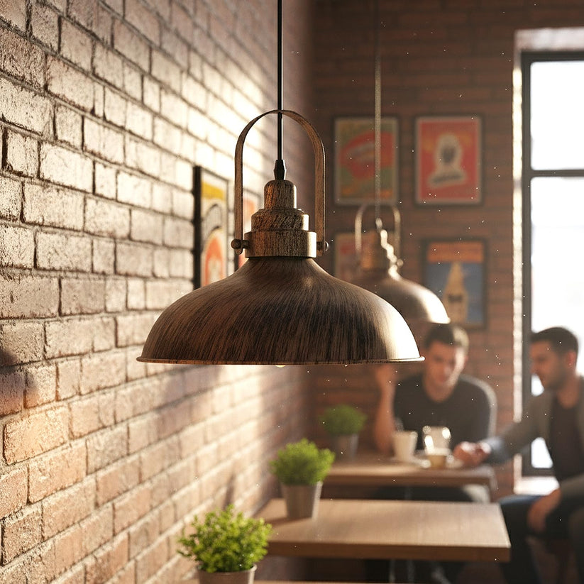 Vintage Style Brushed Copper Metal Ceiling Pendant Light
