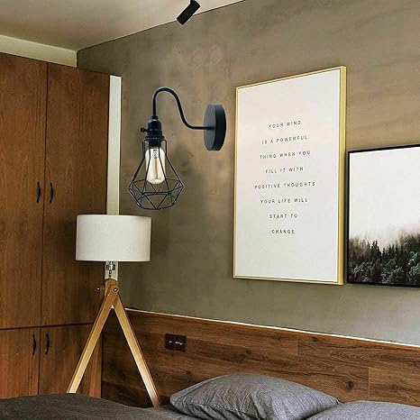 Two wall lights with geometric cage designs 