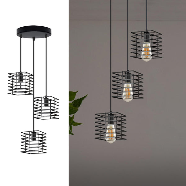 3 Light Pendant Light Height Adjustable Metal Ceiling Lights E27 ~6576 – No