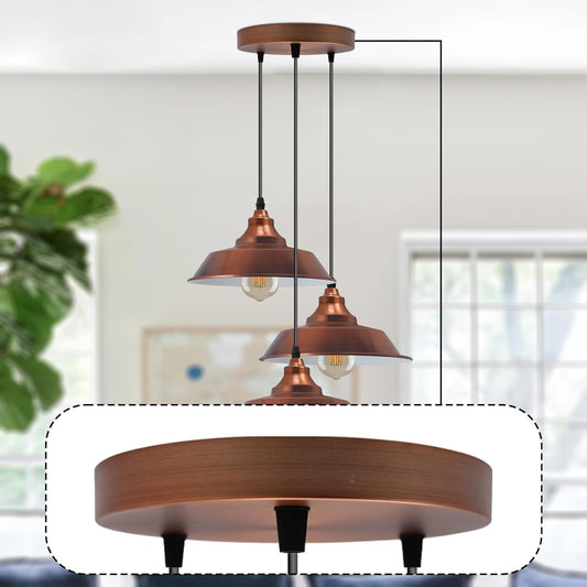 Multi Outlet 3 Hole Ceiling Rose Copper Drop Pendant 120x25mm~2881