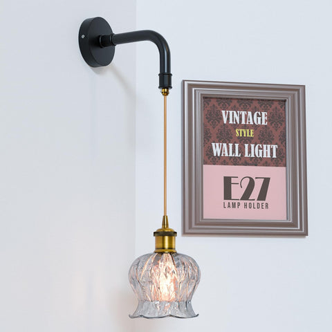Modern Industrial Ribbed Glass Globe Wall Lamp E27 Holder ~6514